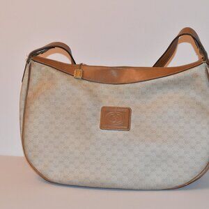 Vintage Gucci cream and tan monogram hobo shoulder bag